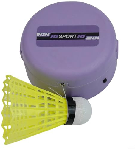 Yuanpgky Entrenador de bádminton de rebote automático para práctica en interiores, altura y ángulo ajustables con control remoto, incluye volantes y cuerdas elásticas, compatible con todos (6 bolas)