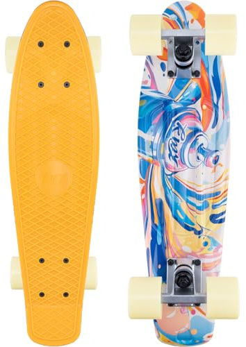 KMX Mini Cruiser Skateboard barn och vuxna,Orange Graffiti 22 tum