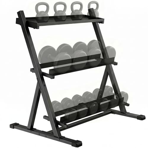 SPORTNOW Support pour Haltères 3 Niveaux Acier Robuste Capacité 200 kg Noir