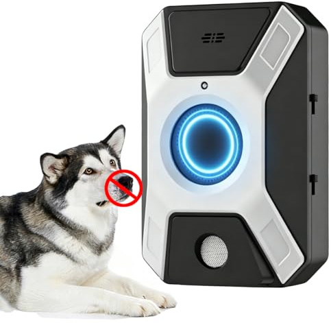 Ashmita Antiabbaio per Cani ad Ultrasuoni,Dispositivo Anti-abbaiare con 4 Trasmettitori,3 Frequenze Regolabili,Sicuro per Taglia Piccola Media Grande, Interni ed Esterni