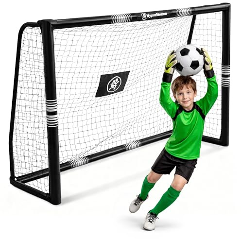 HyperMotion Cage de Football HYP90 Goal Black S, But de Soccer en Acier Allié et Filet en Polyester Inclus, Dimensions 180 × 120 × 60 cm, Couleur Noir, Couverture Fabricant 2 Ans
