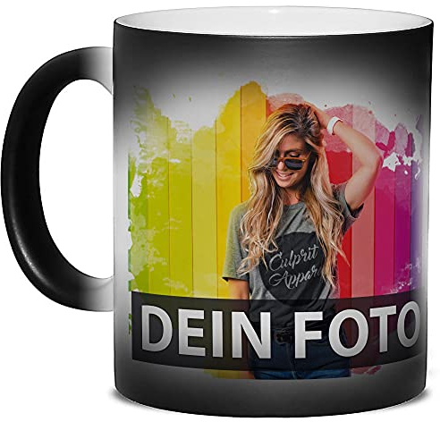 Tasse selbst gestalten/Personalisierbar mit eigenem Foto oder Text Bedrucken/Thermoeffekt/Farbwechseltasse/Magic Cup/Motivtasse/Werbetasse/Zaubertasse - Matt
