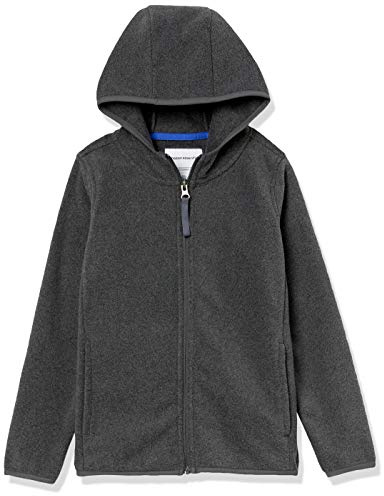 Amazon Essentials Veste à Capuche Zippée en Polaire Garçon, Charbon, 10 Ans