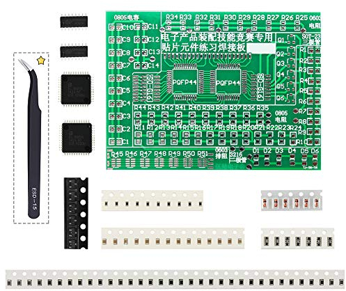 Laixin DIY Práctica de Soldadura SMD SMT Soldadura Entrenamiento Práctica Habilidad Placa PCB con Pinzas para Principiantes