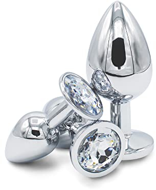 Plug Anale Set di 3 Piccolo/Medio/Grande - Sex Toy Anali per Uomini e Donne, Buttplug in Metallo, Dilatatori Comfort e Sicurezza, Sex Toys Coppia Colore Bianco