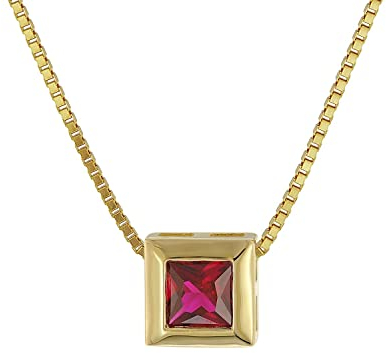 trendor Anhänger 333 Gold mit synth. Granat + goldplattierte Kette Goldschmuck für Damen, zauberhafte Geschenkidee, eleganter Geburtsstein, 51700-07-40 40 cm