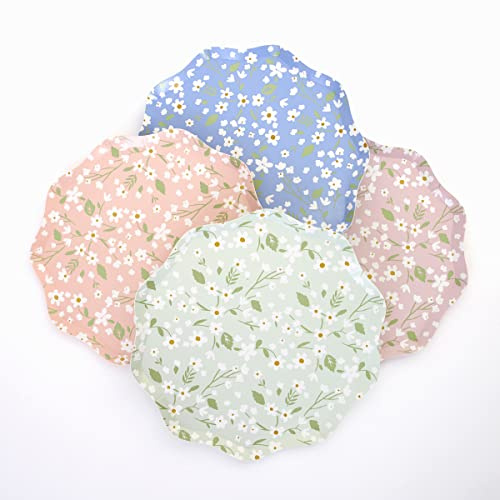 Meri Meri Ditsy Floral Paper Plates (Pack of 12), Disposable Plates for Party, Ditsy Floral Plates Available as Paper Dinner Plates & Side Plates with Wavy Edges
