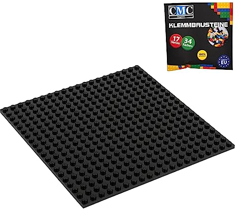 CMC imports Bauplatte 20 x 20 Noppen Klemmbausteine Bausteine Grundplatte City Basepalte Modular - beidseitiges Bauen 34 vers. Farben (Schwarz / 650)