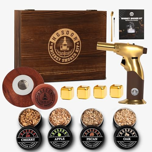Whiskey Smoker Kit with Torch, Old Fashioned Smoker Kit for Cocktails