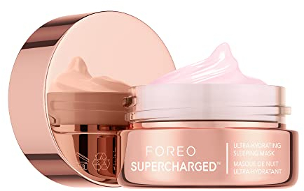 FOREO SUPERCHARGED Mascarilla de Noche con Acido Hialuronico - Crema Hidratante Facial Mujer - Crema Antiarrugas Mujer - Skincare - Vegano - Contorno de Ojos Antiarrugas Mujer - Vitamina E - 75 ml