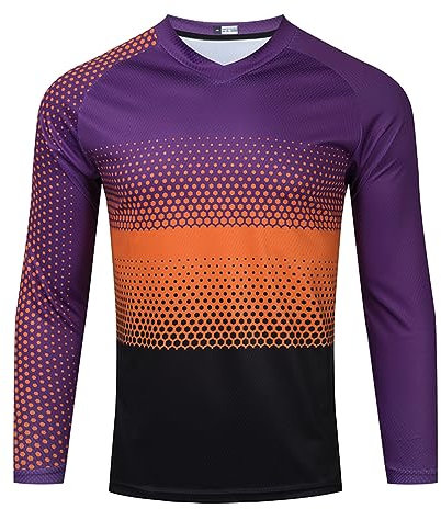 Ungdom MTB Jersey pojke dirtbike bergsväg topp motocross cykeltröja långärmad ung BMX DH nedförsbacke cykel motorcykel racing ridkläder motorcykel cykel kläder motorcykel scooter t-shirt lila orange
