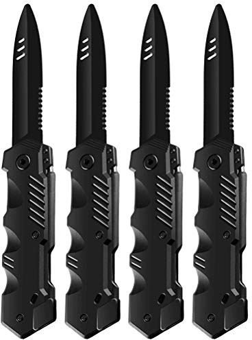 Giocattolo di Coltelli Retrattili da 4 Pezzi con Gadget Divertente, Pugnale a Scomparsa per la Festa di Halloween (BLACK)