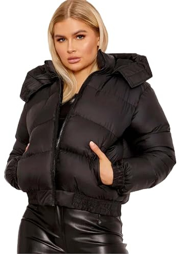 kraftd Womens Puffer Jacket Ladies Hooded Padded Coat Winter Warm Short Jackets