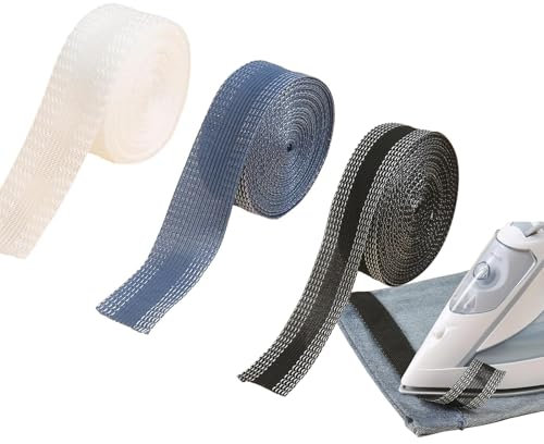 Saumband zum Aufbügeln,3 Stück 10M Saumband,2.5CM Breit Bügelband zum Kürzenvon Hosen,Waschbares Selbstklebendes Bügelsaumband,Hose Kürzen Ohne Nähen,für Anzug,Jeans,Hose,Rock,DIY-Nähzubehör