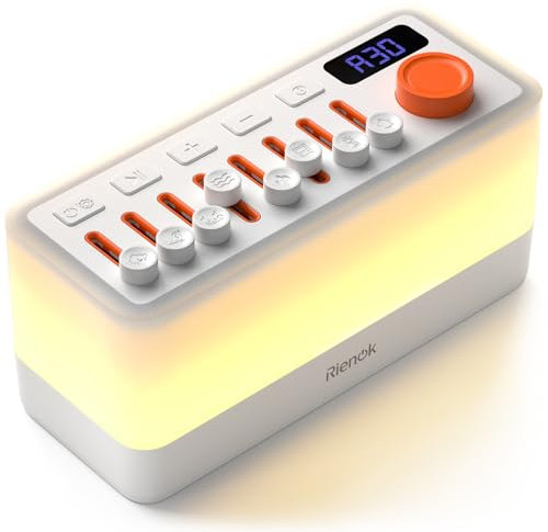 RIENOK Bluetooth Lautsprecher mit Licht Nachttischlampe 11 Farbe RGB Licht Dimmbar Nachtlicht 8 Naturgeräusche Sound Machine Baby Geschenke für Mädchen Kinder Teenager Frauen