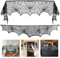 Wzone 45 x 248 cm Halloween Spinnennetz Deko, Kamin Deko Schwarz Spitze Spinnennetz, Grusel Deko für Tür Karneval Halloween Party Grusel Deko