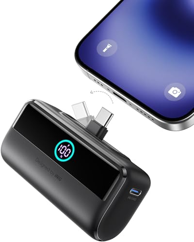 INIU 22,5 W powerbanks med snabbladdning, 5 500 mAh minipowerbank integrerad vikbar USB-C-kontakt, smal LED externt batteripaket powerbank.