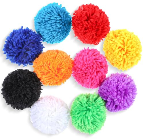 10 Pcs Large Yarn Pom Poms 3.1 Inch Made to Order Acrylic Yarn Balls for Hats Party Decorations DIY Craft Pompoms Colorful Pom Pom Balls Extra Large Pom Pom Balls for Crafts (Multi Color)