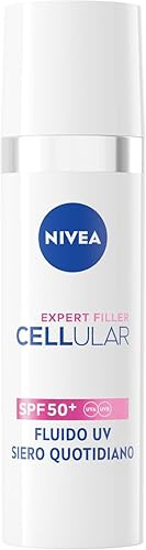 NIVEA Cellular Expert Filler Fluido UV Siero Viso Quotidiano SPF 50 + 30 ml, Siero viso Acido Ialuronico idratante e antirughe, Face serum con SPF50+ contro i segni dell'invecchiamento cutaneo