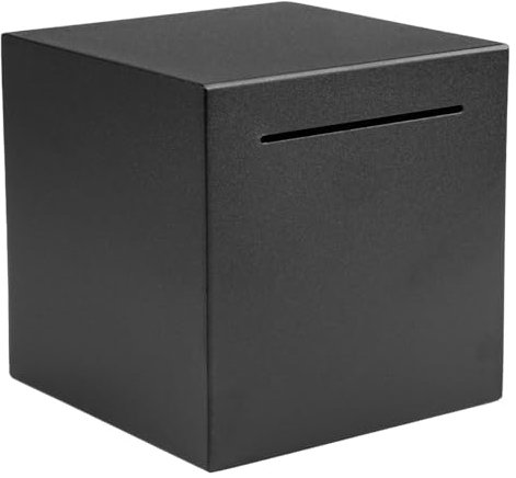 Salvadanaio non apribile, 12 x 12 cm per adulti, in acciaio inox, deve essere aperto, salvadanaio chiuso, in acciaio inox, per adulti e bambini (nero)