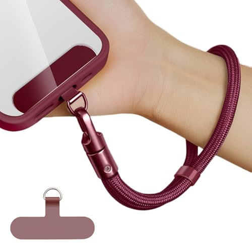 AOKSUNOVA Cinturino per cellulare corto, cinturino da polso, per cellulare, corto, universale, colore bordeaux