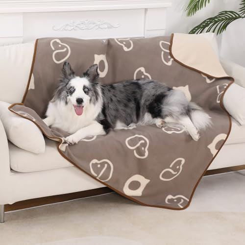 IDOGCHEW Manta impermeable para perro, manta de forro polar suave y lavable para mascotas, para perros, cachorros, gatos, manta reversible y esponjosa para cama, sofá, protege los muebles, tamaño