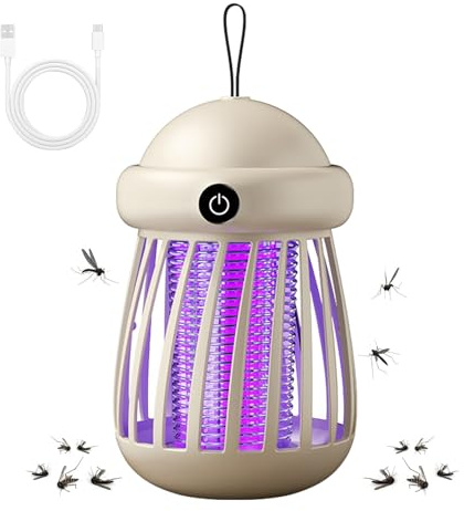 UV Lampara Antimosquitos USB,1200mAH 365nm UV Matamosquitos Mata Mosquitos Electrico Exterior,Repelente Mosquitos Electrico para Interior Jardin Exterior Niños Dormitorio Camping (Blanco)