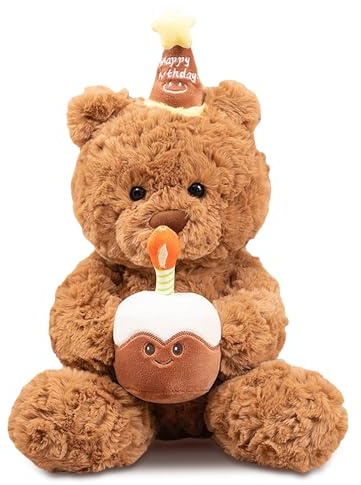 Ours en Peluche, Nounours en Peluche Doudou Ours, ours en Peluche d'Anniversaire 30cm, Peluche Doux, Cadeau d'Anniversaire en Peluches, Cadeaux pour Filles, Garçons, Enfants, Fête Anniversaire