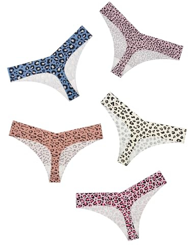 VOENXE Slip Perizoma Donna Senza Cuciture, Tanga A Vita Bassa Mutande Brasiliana,Invisibili Mutandine,Microfibra String Mutanda Biancheria Intimo,Seamless Women Thong Underwear Multipack,Pacco da 5