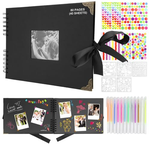 LPZMPZ Album fotografico, 30 x 21 cm, 80 pagine, per fai da te, scrapbook da incollare, album fotografici, album fotografici, grandi foto, libro fai da te, raccoglitore ad anelli per bambini
