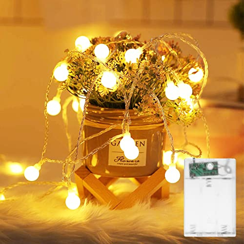 Flaspar Catena luminosa a Sfera, 3M 20 LED Bianco Caldo Luci LED a Batteria con timer 6h, Impermeabile Luci Da Esterno per Giardino, Casa, Feste, Natale, Matrimonio, Feste, Balcone