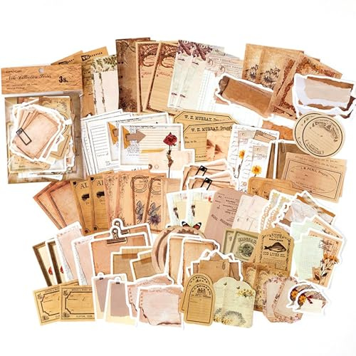 100 Piezas Pegatinas Vintage Scrapbooking,Stickers Aesthetic,Estilos Stickers Journal Escribible Estilo Vintage Pegatina Decorativa Washi Pegatinas para álbumes de Recortes Sellos de Diario álbum de F