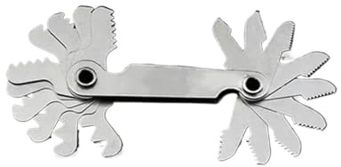 Calibre de paso de rosca, Medidor de radio paso rosca acero inoxidable R1-6.5/7-14.5/15-25/26-80 mm tono plateado(Inch 55degree)