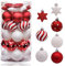 Victor's Workshop 35pcs 5cm Shatterproof Christmas Baubles, Traditional Red and White Christmas Ball Ornaments for Tree Decorations