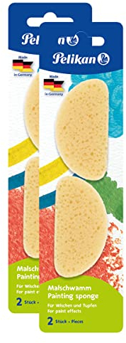 Pelikan Malschwamm 4 Stück weich und saugfähig zum flächigen Malen und Gestalten, Gelb