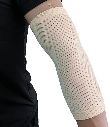 MENURSY Protector de manga de línea PICC para brazo, codo, transpirable, suministros para circunferencia de brazo de 9 a 10.2 pulgadas, color camello (S)