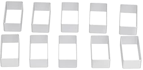 QANYEGN 10 Stück/Set Rechteckige Kuchenform aus Edelstahl, Silber Mondkuchenformen, Ausstechformen, Mousse Form, Quadratische Küche HEIMWERKEN Backformen, für Kekse und Kuchen(Large Rectangle)