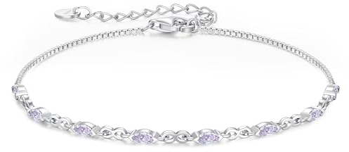 CDE Infinity Armband Silber 925 Damen mit Zirkonia Geburtsstein Armbänder Verstellbares Armkette Damen Schmuck Muttertag Valentinstag Geburtstag Weihnachten Geschenke für Frauen Freundin Mama