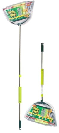 Pine-Sol Indoor Jumbo Broom with Long, Stainless Steel Collapsible Handle for Easy Storage, Heavy Duty Angle Bristles for Wood, Tile, Linoleum, and More - Sweeps Wet or Dry Debris