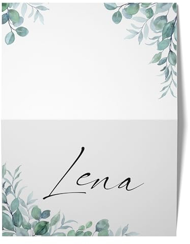 Hochwertige Tischkarten für die Hochzeit – Geburtstag – Konfirmation - Namenskarten, Platzkarten (Eukalyptus 4, 25)