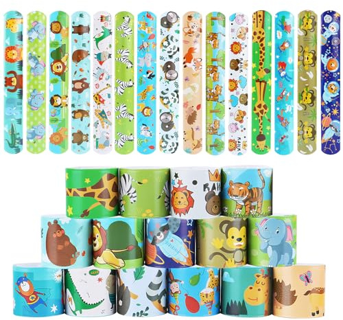 UKOFEW Braccialetti Slap Bambini - Bracciali a Scatto Animali per Gadget Compleanno, Regalini Fine Festa (30 Pezzi)