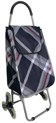 Carro de la Compra con 6 Ruedas para Subir Escaleras, Carrito del Mercado Plegable, Bolsa Impermeable de 42L litros (Negro)