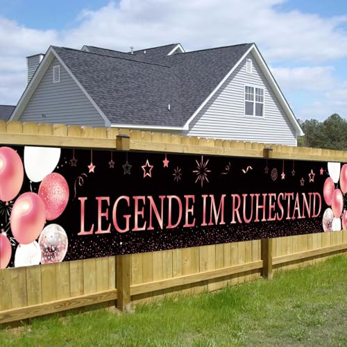 Ruhestand Deko Frau Schwarz Rosegold Ruhestand Banner Rente Banner 270 * 40cm Ruhestand Geschenk Frau Rente Geschenk Pension Geschenk Renteneintritt Geschenk Frauen Hängende Dekoration für Rentnerin
