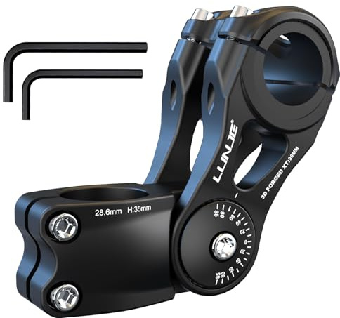 LUNJE Adjustable Bike Stem 31.8mm - 120° Ergonomic Angle MTB Stem for Enhanced Control | 6061 - T6 Aluminum | 4 Sizes (90/110/130/145mm) Handlebar Stem Riser & Extender for Road & City Bikes - 90mm