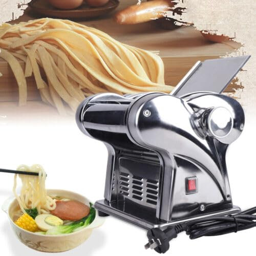 XCSCUK Máquina para Hacer Pasta eléctrica, laminadora de Rodillo de Masa automática eléctrica Comercial Máquina para Hacer Pasta con Fideos, Ajustable de 6 velocidades