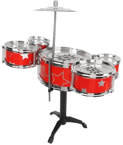 Kit de Batterie Jazz pour Tout-Petits, Mini-Ensemble de Batterie pour Enfants, éducation familiale, Coordination œil-Main, Mini-Jouet de Bureau Fantaisie pour Filles et garçons, (Red)