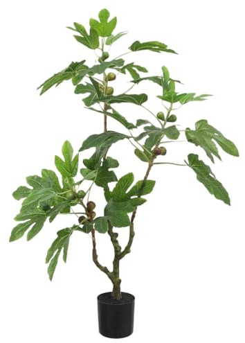 Fake Trees Konstgjord Fikonträd Växt Falskt Träd Med Frukt Faux Inomhus Utomhus Utan Kruka Heminredning(100)