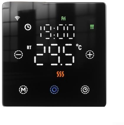 Smart termostat, programmerbar temperaturkontrollomkopplare för Tuya-app, strömpanna med fjärrkontroll för smart hem (svart)