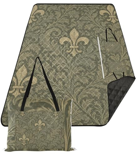 famyily Tappetino da gioco all'aperto grande coperta portatile 203 x 152 cm per donne 30s coperta da concerto William Morris Fleur De Lis modello