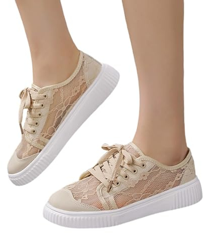 Trachten, sneaker da donna, Dirndl, da donna, in pizzo, per costume tradizionale bavarese, scarpe da ginnastica in tessuto, traspiranti, per Oktoberfest, kaki 39